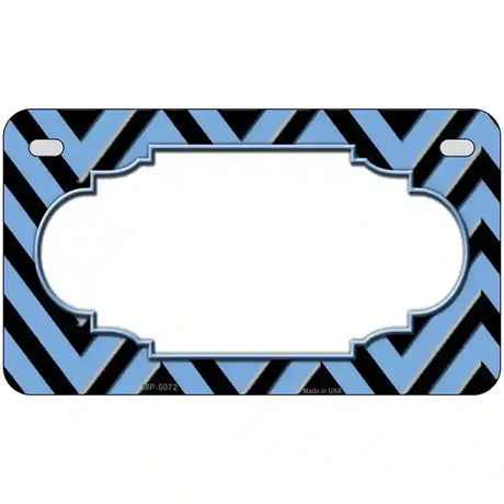 Light Blue Black Chevron Scallop Metal Novelty License Plate 7" x 4" (MP)