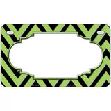 Lime Green Black Chevron Scallop Metal Novelty License Plate 7" x 4" (MP)