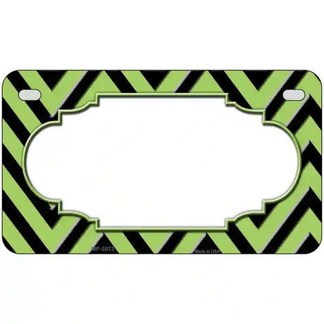 Lime Green Black Chevron Scallop Metal Novelty License Plate 7" x 4" (MP)