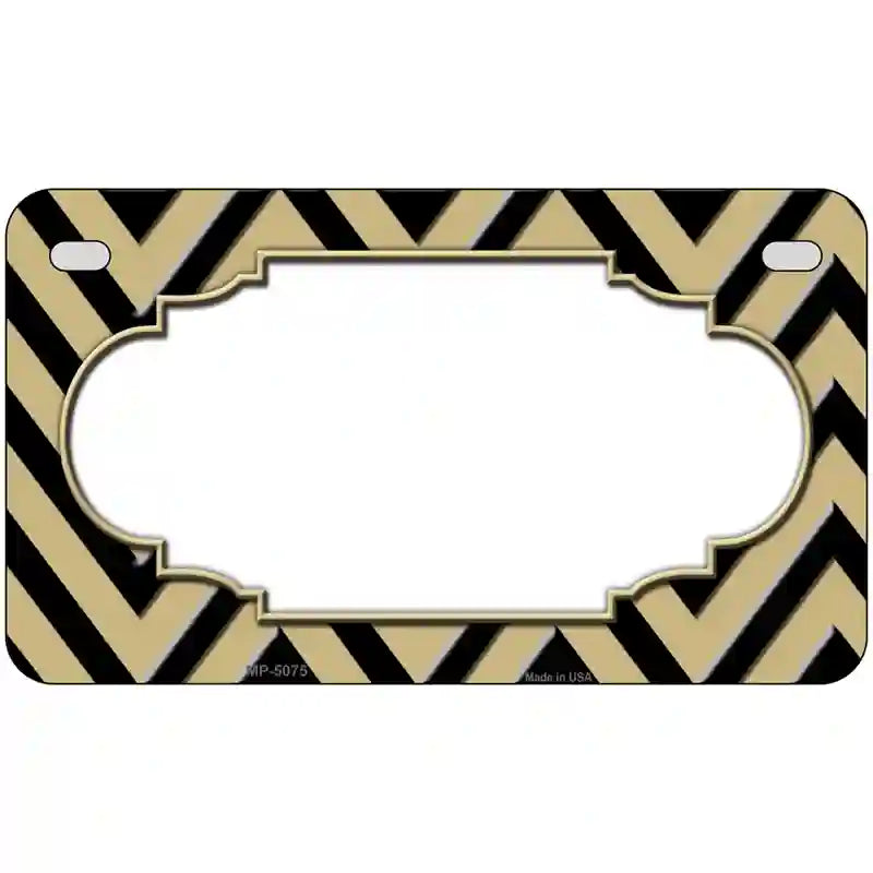 Gold Black Chevron Scallop Metal Novelty License Plate 7" x 4" (MP)