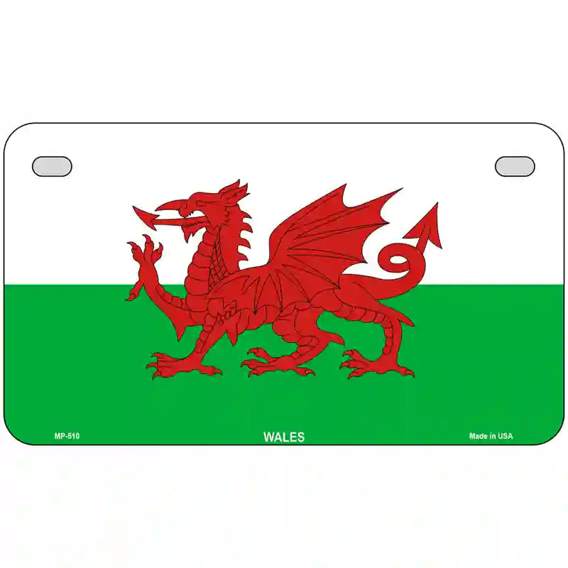 Wales Flag Metal Novelty License Plate 7" x 4" (MP)