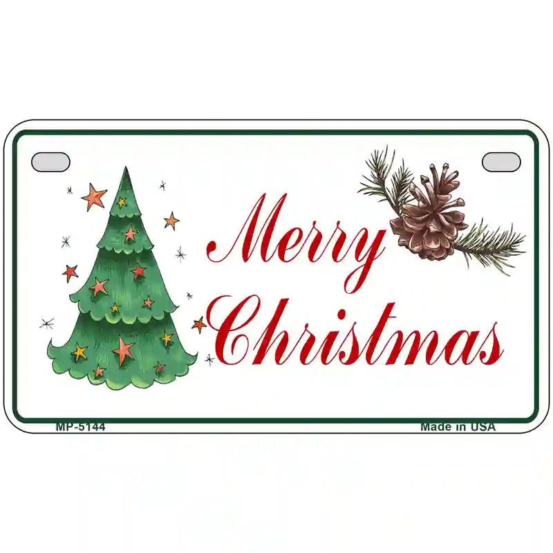 Merry Christmas Tree Metal Novelty License Plate 7" x 4" (MP)