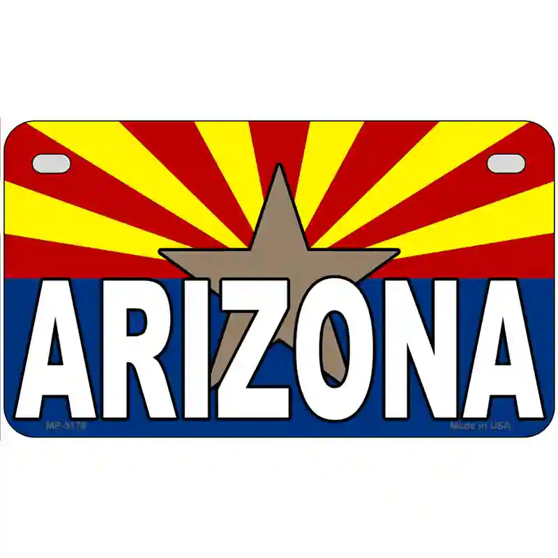 Arizona Flag White Arizona Metal Novelty License Plate Sign 7" x 4" (MP)