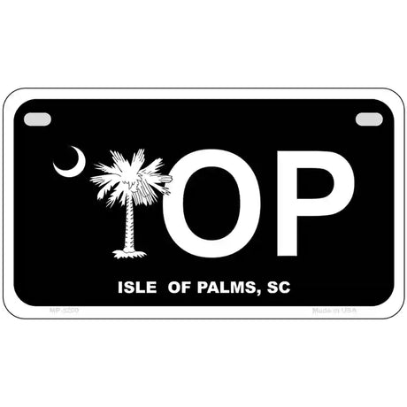 IOP Isle of Palms Black Metal Novelty License Plate 7" x 4" (MP)