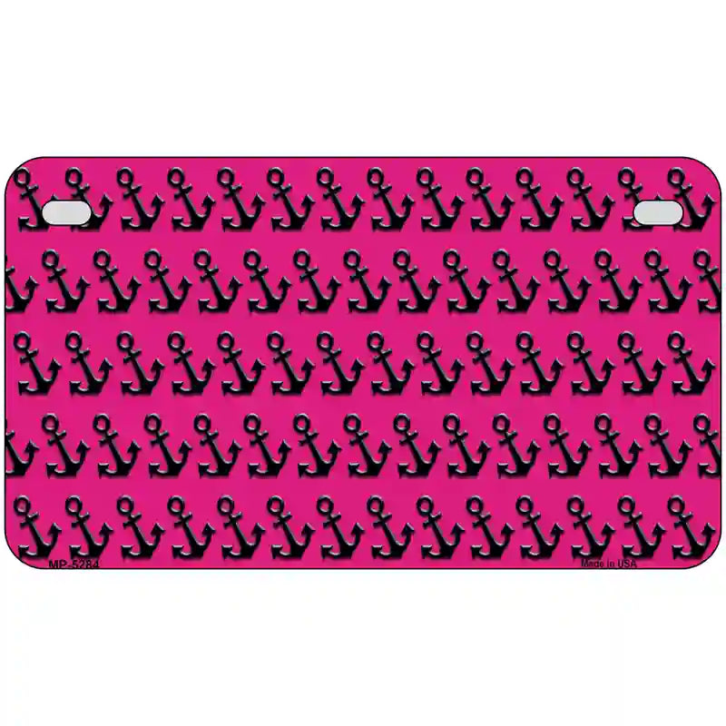 Pink Black Anchor Metal Novelty License Plate 7" x 4" (MP)