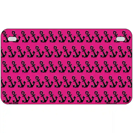 Pink Black Anchor Metal Novelty License Plate 7" x 4" (MP)