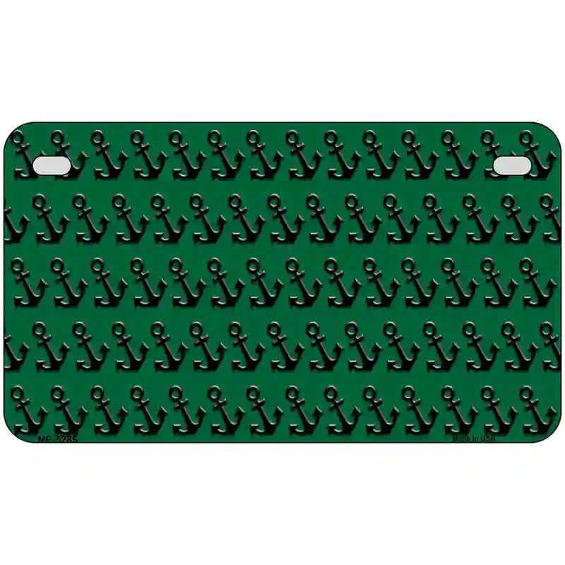 Green Black Anchor Metal Novelty License Plate 7" x 4" (MP)