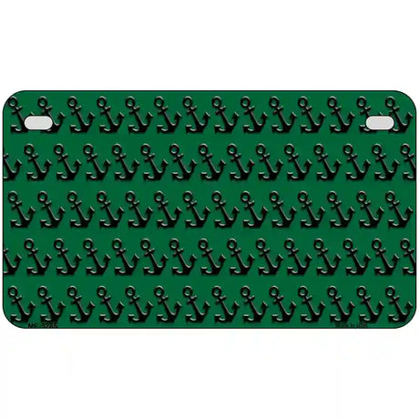 Green Black Anchor Metal Novelty License Plate 7" x 4" (MP)