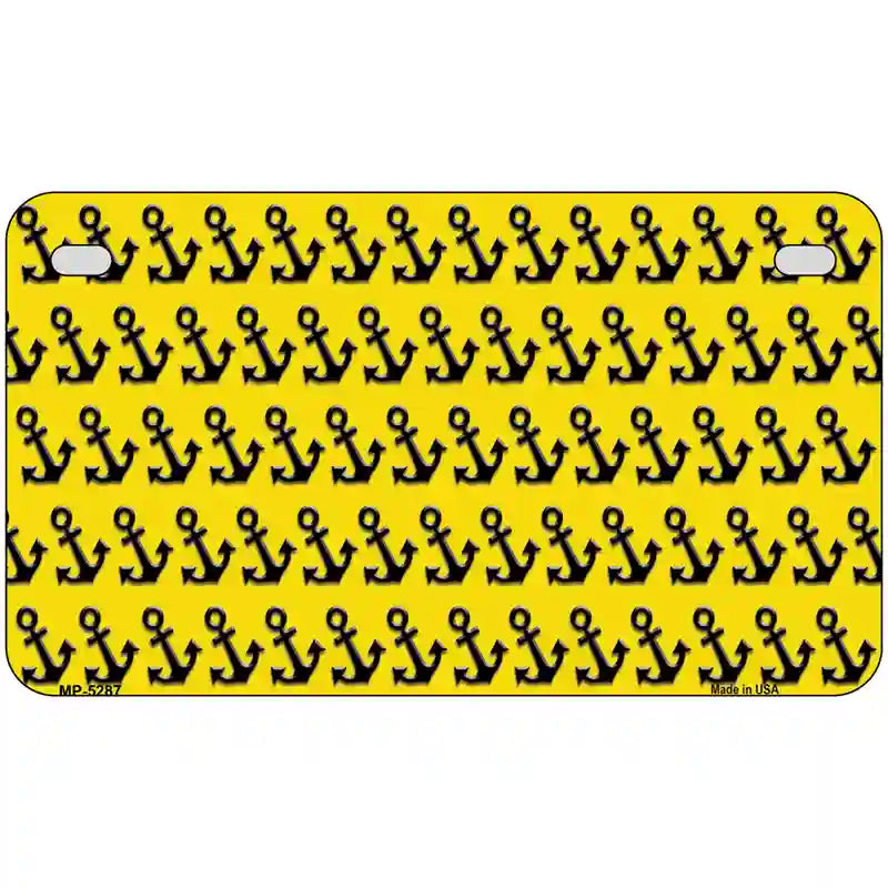 Yellow Black Anchor Metal Novelty License Plate 7" x 4" (MP)