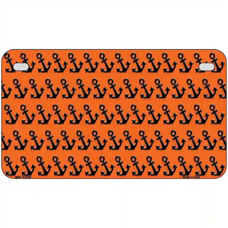 Orange Black Anchor Metal Novelty License Plate 7" x 4" (MP)