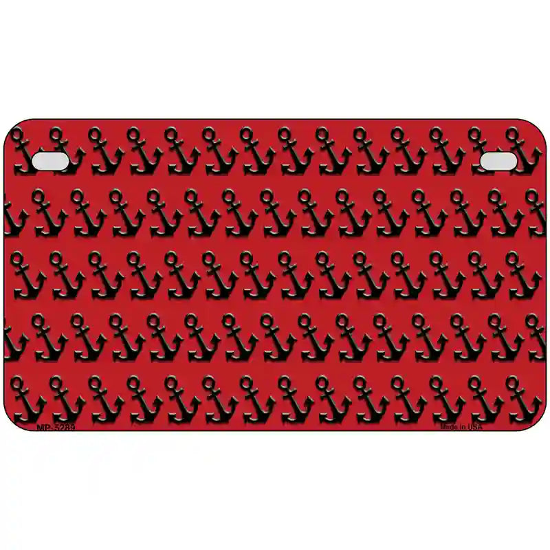 Red Black Anchor Metal Novelty License Plate 7" x 4" (MP)