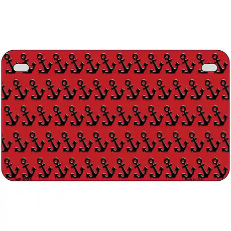 Red Black Anchor Metal Novelty License Plate 7" x 4" (MP)