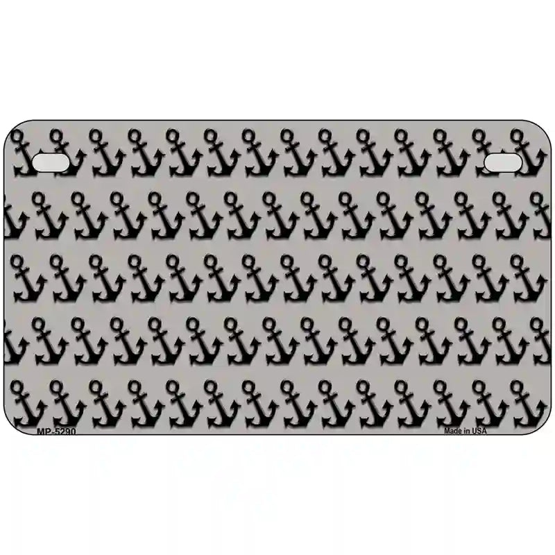 Grey Black Anchor Metal Novelty License Plate 7" x 4" (MP)