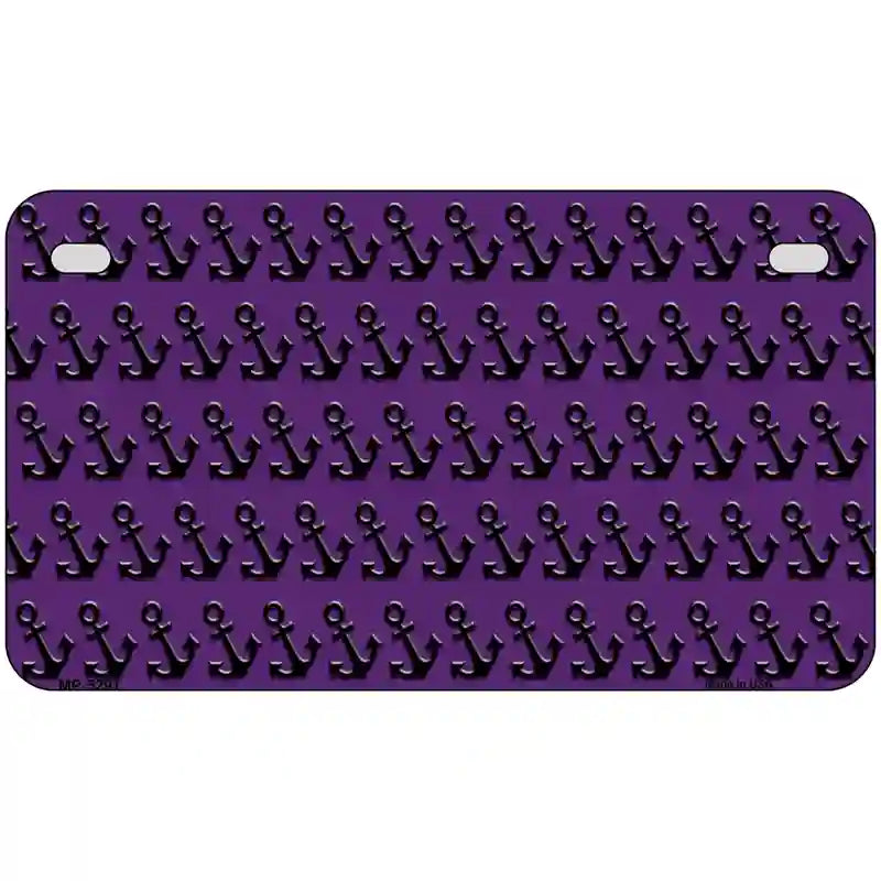 Purple Black Anchor Metal Novelty License Plate 7" x 4" (MP)