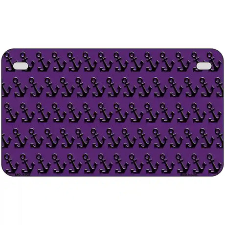 Purple Black Anchor Metal Novelty License Plate 7" x 4" (MP)