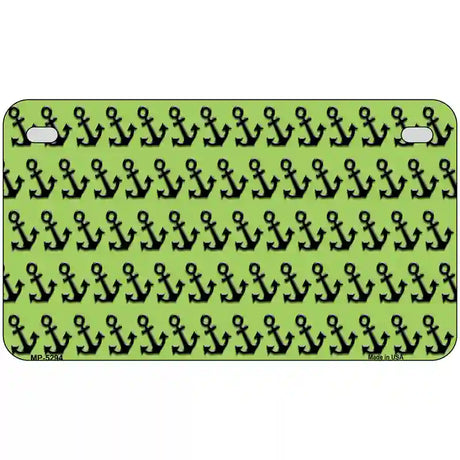 Lime Green Black Anchor Metal Novelty License Plate 7" x 4" (MP)