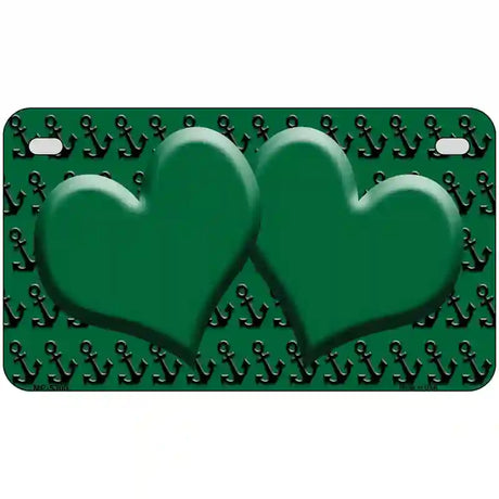 Green Black Anchor Green Heart Center Metal Novelty License Plate 7" x 4" (MP)