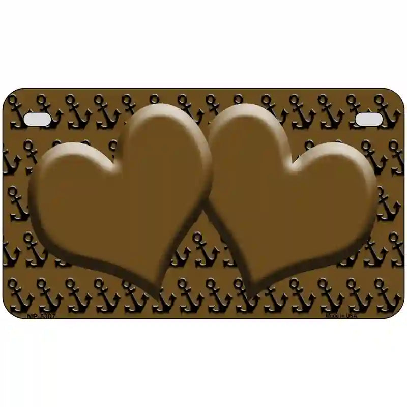 Brown Black Anchor Brown Heart Center Metal Novelty License Plate 7" x 4" (MP)