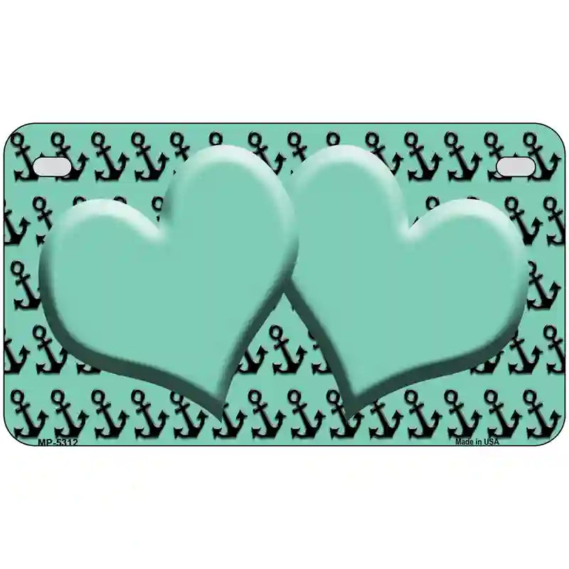 Mint Black Anchor Mint Heart Center Metal Novelty License Plate 7" x 4" (MP)