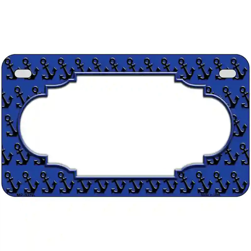 Blue Black Anchor Scallop Center Metal Novelty License Plate 7" x 4" (MP)