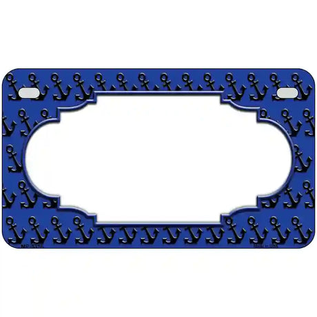 Blue Black Anchor Scallop Center Metal Novelty License Plate 7" x 4" (MP)