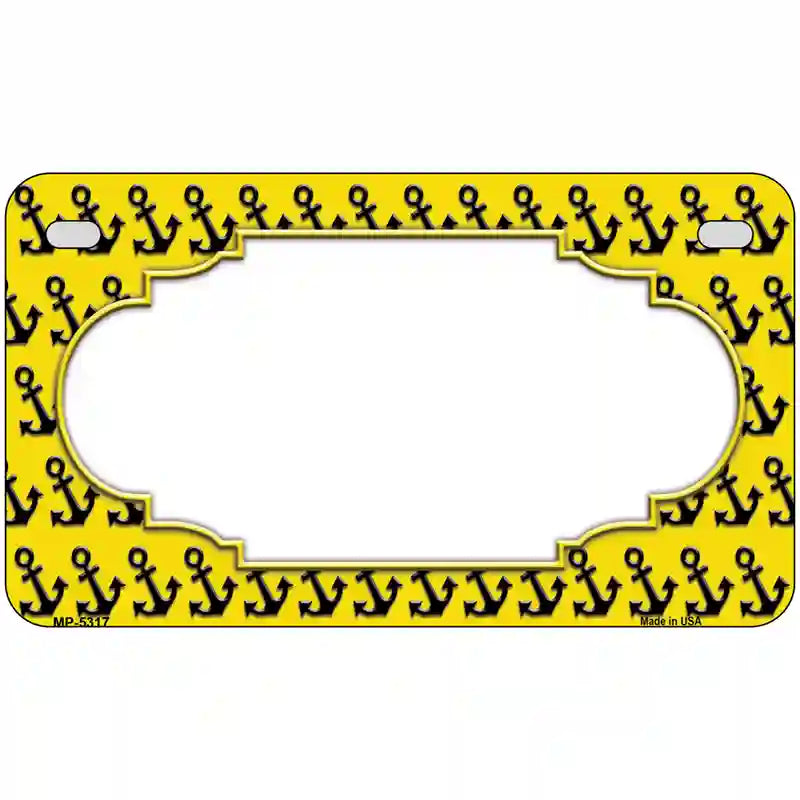 Yellow Black Anchor Scallop Center Metal Novelty License Plate 7" x 4" (MP)