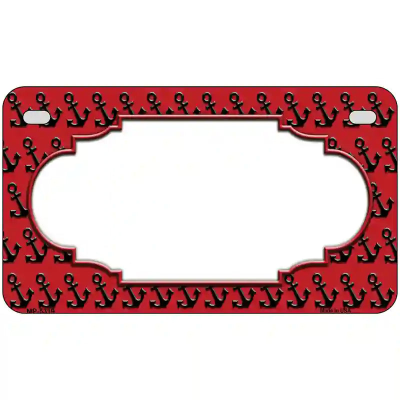 Red Black Anchor Scallop Center Metal Novelty License Plate 7" x 4" (MP)