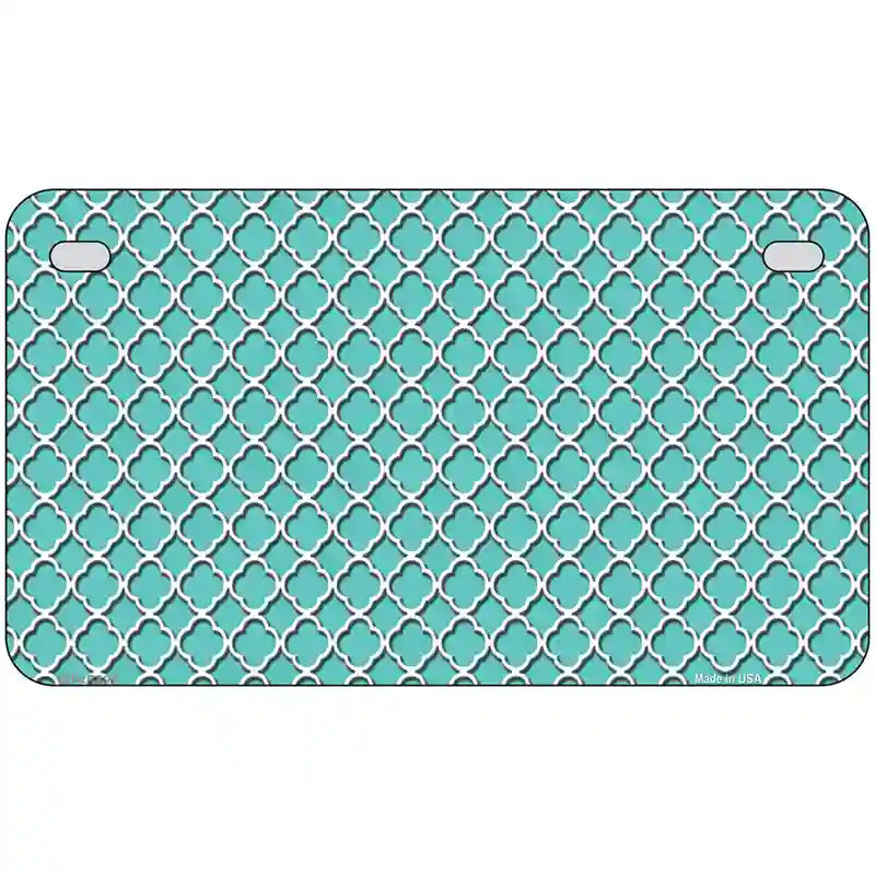 Tiffany Blue White Quatrefoil Metal Novelty License Plate 7" x 4" (MP)