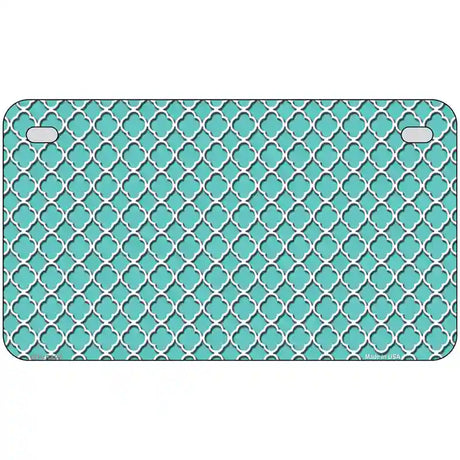 Tiffany Blue White Quatrefoil Metal Novelty License Plate 7" x 4" (MP)