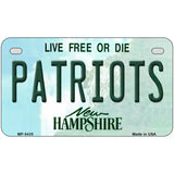 Patriots New Hampshire Metal Novelty License Plate 7" x 4" (MP)