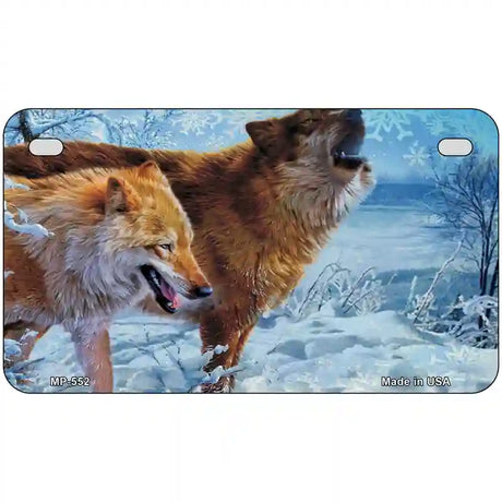 Wintertime Wolf Metal Novelty License Plate 7" x 4" (MP)