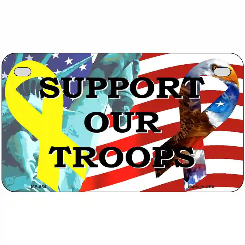 Support Our Troops Ribbon Metal Novelty License Plate 7" x 4" (MP)