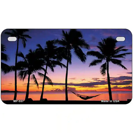 Sunset Hammock Metal Novelty License Plate 7" x 4" (MP)