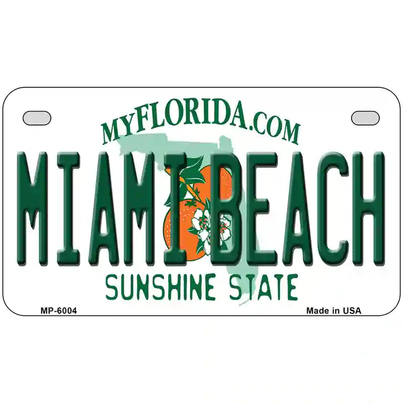 Miami Beach Florida Novelty Metal License Plate 7" x 4" (MP)