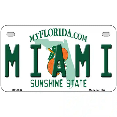 Miami Florida Novelty Metal License Plate 7" x 4" (MP)