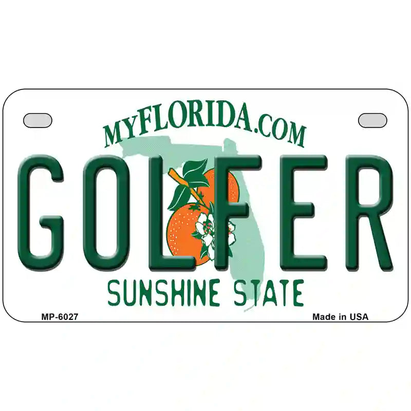 Golfer Florida Novelty Metal License Plate 7" x 4" (MP)