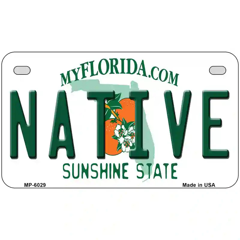 Native Florida Novelty Metal License Plate 7" x 4" (MP)