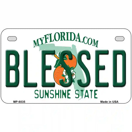 Blessed Florida Novelty Metal License Plate 7" x 4" (MP)