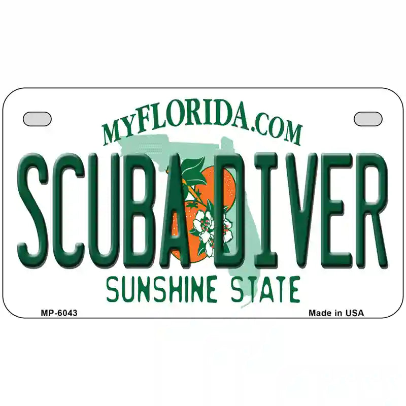 Scuba Diver Florida Novelty Metal License Plate 7" x 4" (MP)