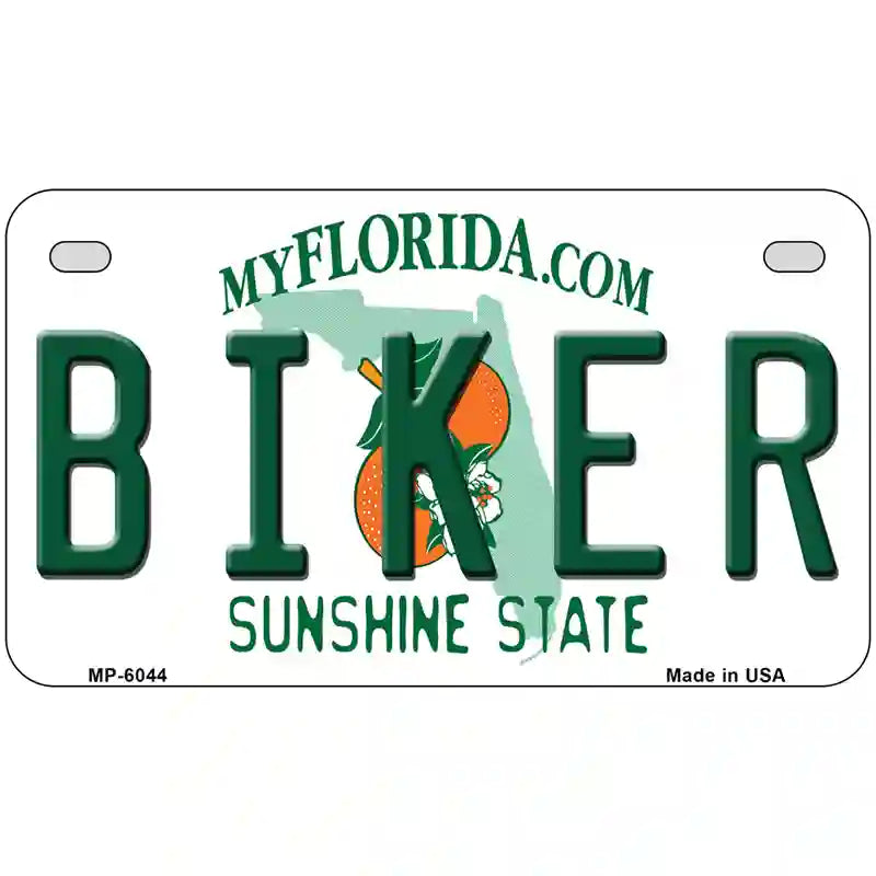 Biker Florida Novelty Metal License Plate 7" x 4" (MP)