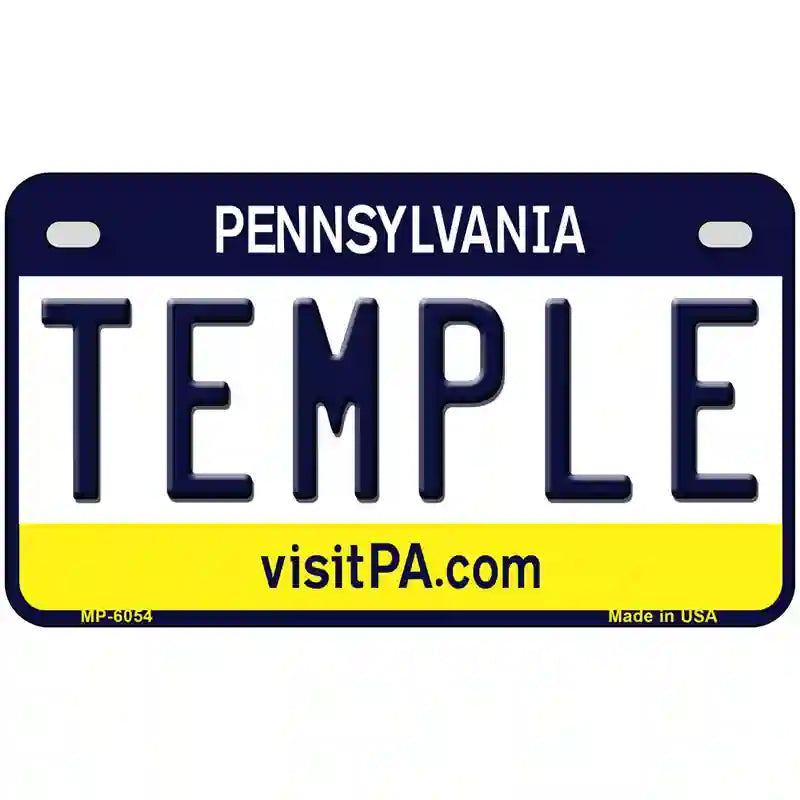 Temple Pennsylvania State Novelty Metal License Plate 7" x 4" (MP)