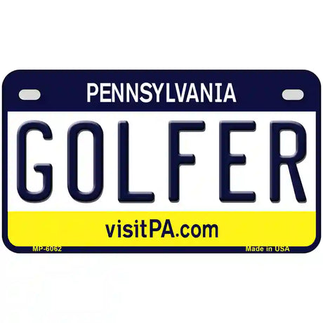 Golfer Pennsylvania State Novelty Metal License Plate 7" x 4" (MP)