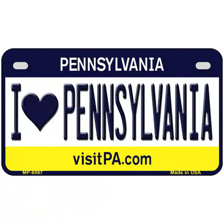 I Love Pennsylvania State Novelty Metal License Plate 7" x 4" (MP)