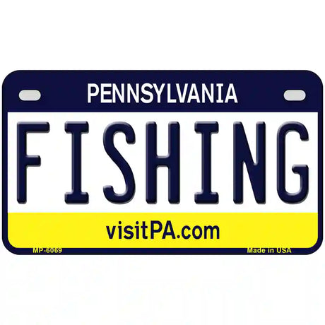 Fishing Pennsylvania State Novelty Metal License Plate 7" x 4" (MP)