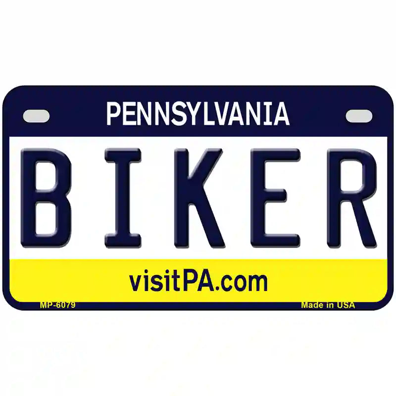 Biker Pennsylvania State Novelty Metal License Plate 7" x 4" (MP)