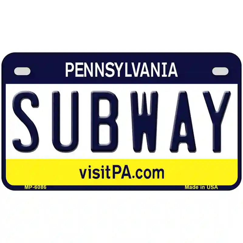 Subway Pennsylvania State Novelty Metal License Plate 7" x 4" (MP)