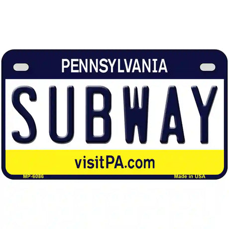 Subway Pennsylvania State Novelty Metal License Plate 7" x 4" (MP)