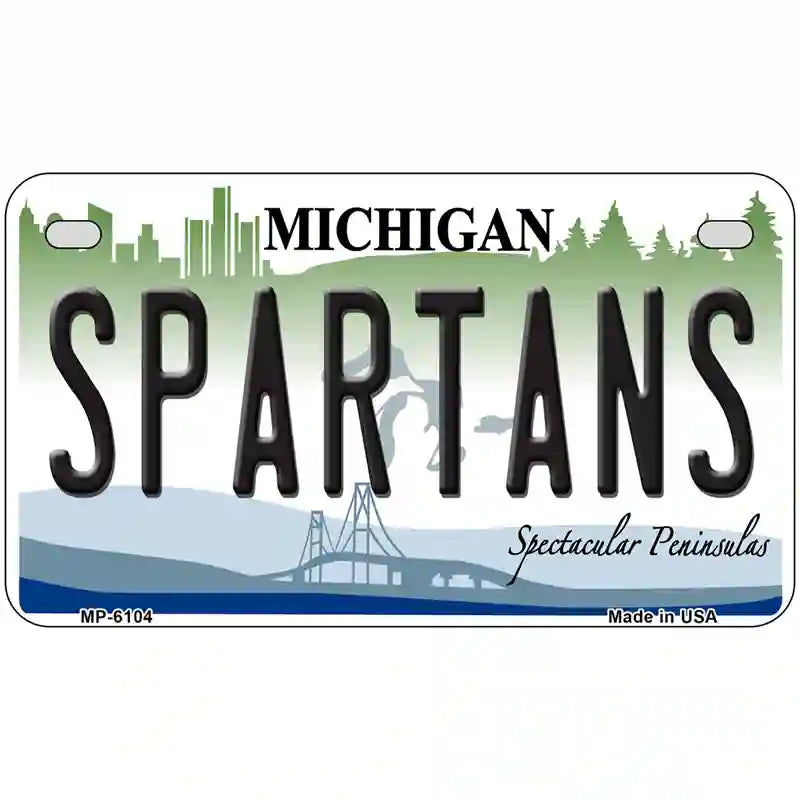 Spartans Michigan Novelty Metal License Plate 7" x 4" (MP)