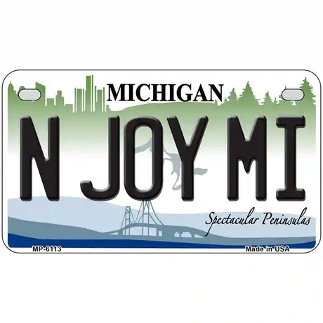 N Joy Mi Michigan Metal Novelty License Plate 7" x 4" (MP)