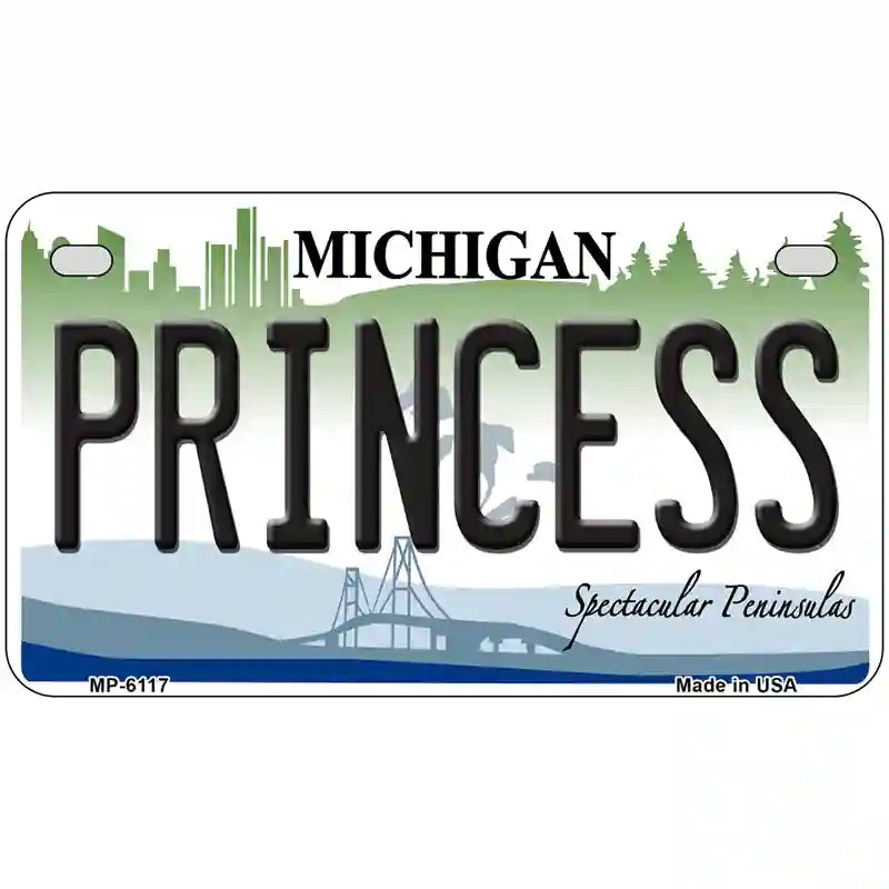 Princess Michigan Metal Novelty License Plate 7" x 4" (MP)